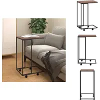 vidaXL Table d'appoint avec roulettes Noir 40x30x63,5 cm Bois composite - Tables basses