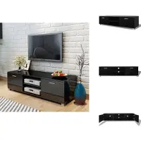 vidaXL Armoire TV noir brillant 140x40,5x35 cm - Meuble TV