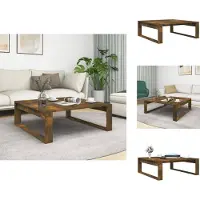 vidaXL Table basse chêne fumé 100x100x35 cm Bois composite - Tables basses