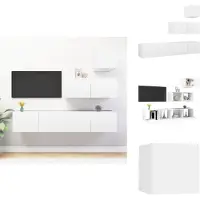 vidaXL Ensemble de meubles TV 4 pièces Blanc Matériau dérivé du bois - Meubles TV