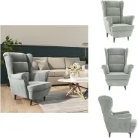vidaXL Fauteuil gris clair velours - Fauteuil