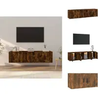 vidaXL Ensemble de meubles TV 3 pièces chêne fumé bois composite - Meubles TV