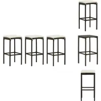 vidaXL Tabouret de bar avec coussin 3 pcs. brown poly rattan - Tabouret de bar