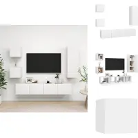 vidaXL Ensemble de 5 meubles TV Blanc Matériau dérivé du bois - Meubles TV