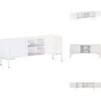 vidaXL Armoire TV Blanc 115x30x46 cm Bois massif Mango - Meuble TV