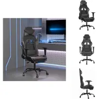 vidaXL Chaise de jeu avec repose-pieds Noir et gris Similicuir - Fauteuil de jeu