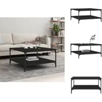 vidaXL Table basse noire 80x80x40 cm Bois composite - Tables basses