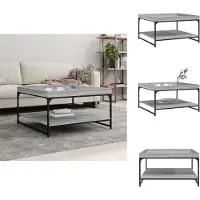 vidaXL Table basse Gris Sonoma 80x80x45 cm Bois composite et fer - Tables basses