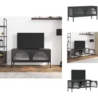 vidaXL Armoire TV noire 105x35x50 cm verre et acier - Meuble TV