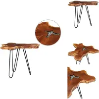 vidaXL Table basse 70 x 45 cm teck massif et polyrésine - Tables basses