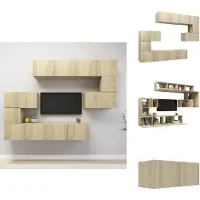 vidaXL Ensemble de 8 meubles TV Chêne Sonoma Matériau dérivé du bois - Meubles TV