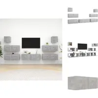 vidaXL Ensemble d'armoires TV 7 pièces gris béton Matériau dérivé du bois - Meubles TV