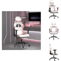 vidaXL Chaise de jeu avec repose-pieds Blanc et rose Similicuir - Fauteuil de jeu