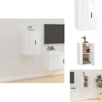 vidaXL Armoire TV murale blanc brillant 40x34,5x60 cm - Meuble TV