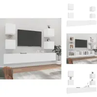 vidaXL Ensemble de 6 meubles TV Blanc Matériau dérivé du bois - Meubles TV