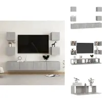 vidaXL Ensemble de 6 meubles TV gris béton Matériau dérivé du bois - Meubles TV