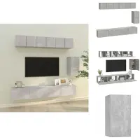 vidaXL Ensemble de 6 meubles TV gris béton Matériau dérivé du bois - Meubles TV