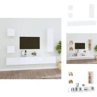 vidaXL Ensemble de 5 meubles TV Blanc Matériau dérivé du bois - Meubles TV