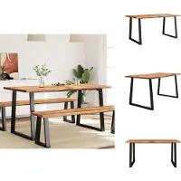 vidaXL Table de salle à manger bord d'arbre 160x80x75 cm bois massif acacia - Tables de salle à manger