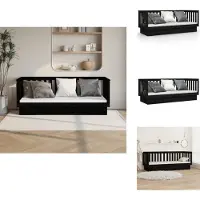 vidaXL Lit de jour noir 90x190 cm Pin massif - Lits et Sommiers