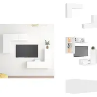 vidaXL Ensemble de meubles TV 4 pièces Blanc Matériau dérivé du bois - Meubles TV