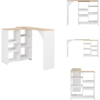 vidaXL Table de bar avec étagère mobile blanc 138x39x110 cm - Tables de salle à manger