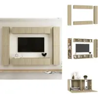 vidaXL Ensemble de 10 meubles TV Chêne Sonoma Matériau dérivé du bois - Meubles TV