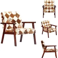 vidaXL Fauteuil blanc et marron Véritable cuir de chèvre - Fauteuil