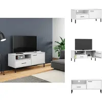 vidaXL Meuble TV OSLO avec pieds métalliques Blanc Pin massif - Meubles TV