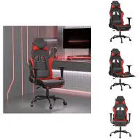 vidaXL Chaise de jeu avec massage & repose-pieds Noir & Rouge Similicuir - Fauteuil de jeu