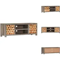 vidaXL Armoire TV Gris 120x30x40 cm Bois massif Mango - Meuble TV
