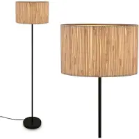 Briloner Slama Lampadaire, abat-jour en jonc de mer, interrupteur à pied on/off, style boho, douille E27, naturel, Ø35 x 161 cm