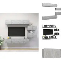 vidaXL Ensemble de 6 meubles TV gris béton Matériau dérivé du bois - Meubles TV