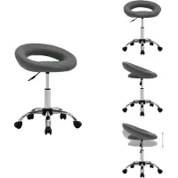 vidaXL Tabouret de travail à roulettes Gris Similicuir - Chaises de bureau