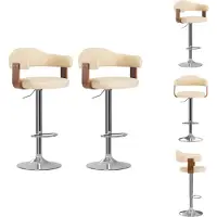 vidaXL Tabouret de bar 2 pcs. Crème bois courbé et simili-cuir - Tabouret de bar