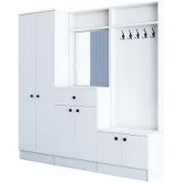 Skye Decor , M2 - 1558, Porte-manteau, blanc, 100 % PANNEAUX ENDUITS DE MÉLAMINE, 179,4 x 37,3 x 182,8 cm