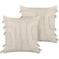 Beliani Coussin décoratif motif abstrait coton beige 45 x 45 cm 2pcs PLEIONE (45 x 45 cm)