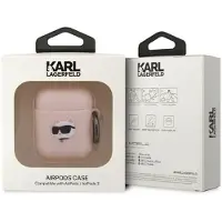 Karl Lagerfeld Kla2Runchp Airpods 1/2 Cover Róowy/Pink Silicone Choupette Head 3D