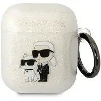 Karl Lagerfeld Kla2Hnkctgt Airpods 1/2Cover Transparent Glitter Karl&Choupette