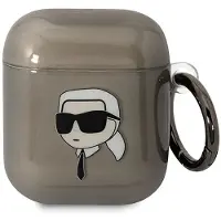 Karl Lagerfeld KLA2HNIKTCK AirPods 1/2 couverture noir/black Karl's Head (Manchon pour casque d'écoute), Étui pour écouteurs + casque, Noir