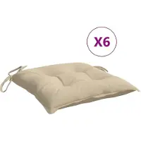 vidaXL Coussins de chaise lot de 6 beige 40x40x7 cm tissu oxford
