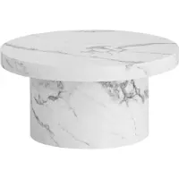Wohnling Table basse blanche 60 cm aspect marbre Table de salon ronde Petite table basse