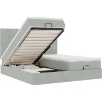 vidaXL Lit ottoman avec matelas gris clair 200x200 cm velours