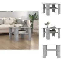 vidaXL Table basse gris béton 60x60x42 cm Bois composite - Tables basses