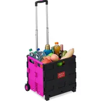 Relaxdays Chariot de courses, pliable, Pink
