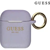 GUESS Gua2Sggeu Airpods 1/2 Cover Purpurowy/Purple Silicone Glitter