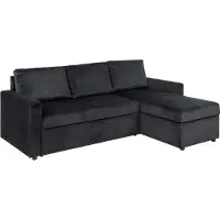 Ebuy24 Sacramento Canapé-lit, chaise longue réversible, espace de rangement dissimulé et lit escamotable, gris anthracite.