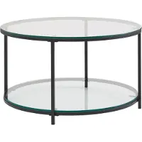 FineBuy table basse 80x80x45 cm verre / métal table de salon ronde moderne | Table basse avec rangement | Table basse avec rangement
