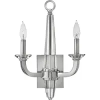 HINKLEY Applique murale avec bougeoir Ascher, nickel poli, 2xE14x60W, cristal, dimensions : 45x30,5x12,7 cm, IP20,