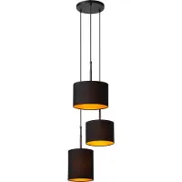 Lucide Suspension avec abat-jours noirs et intérieur doré MAYA 3xE27 40W